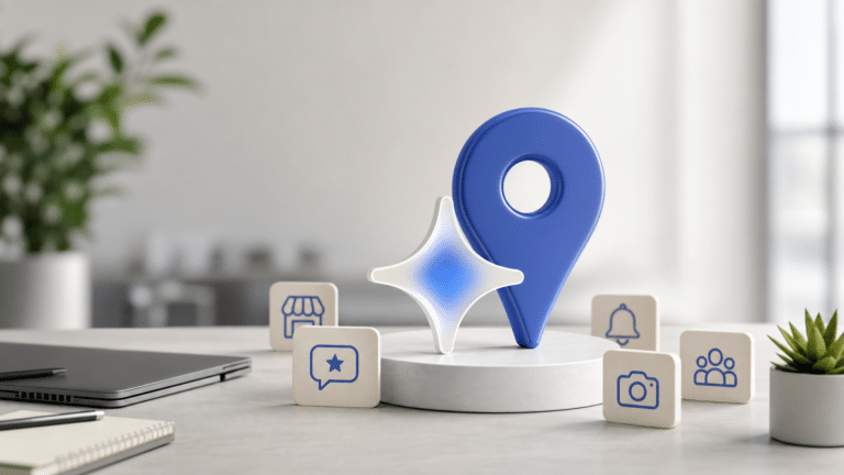 Illustration éditoriale liée au sujet : Gemini se connecte à Google Business Profile (10 juin 2026) : automatiser avis, posts et mises à jour pour doper l’acquisition locale